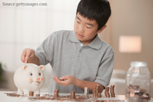 Inserting Coin  in Piggy Bank